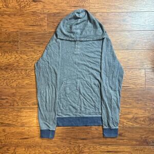 O'Neill Y2K Striped Grey Henley Pullover Hoodie Size M